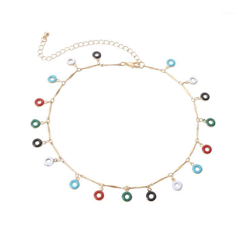 

1pc Simple Necklace Short Tassel Necklace Colorful Circle for Women Ladies (Colorful)1