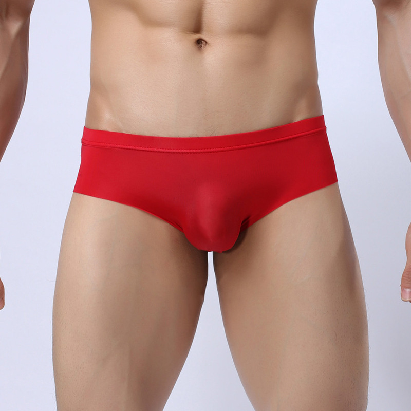 

Sexy Gay Underwear Men Ice Silk Briefs Semi-transparent Panties Man Solid Breathable u Convex Pouch Underpants Cueca Ropa -xxl, Black;white
