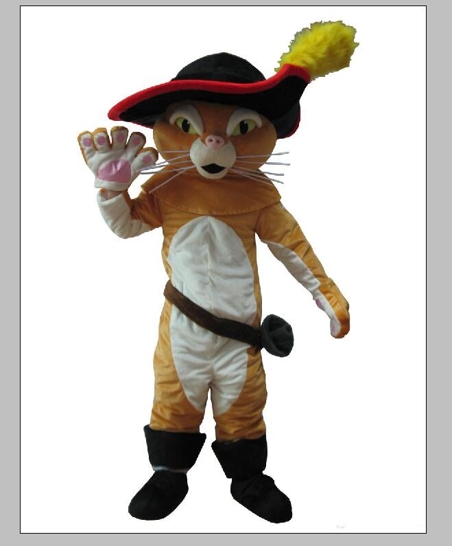 

2018 High quality hot Puss In Boots Mascot Costume Party Cute for adult animal costume Fancy Dress Adult Children Size, As pic