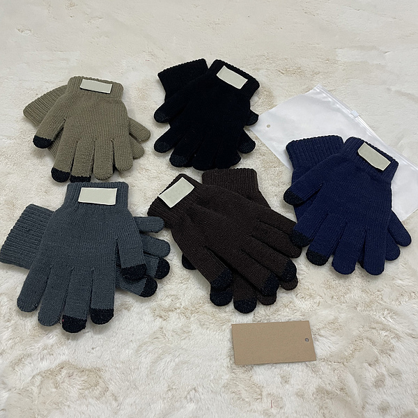 

9color Autumn Winter Warm Five Fingers Gloves Luxury Designer Thicken Plus Velvet Stretch Knitted Touch Screen Glove for Men Women Cold Riding Mittens High Quality