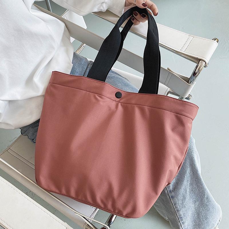 

VeryMe Women's Large Capacity Canvas Handbags Casual Shopping Travel Shoulder Pack Solid Color Hot Student Women's Bag Sac Femme, Black