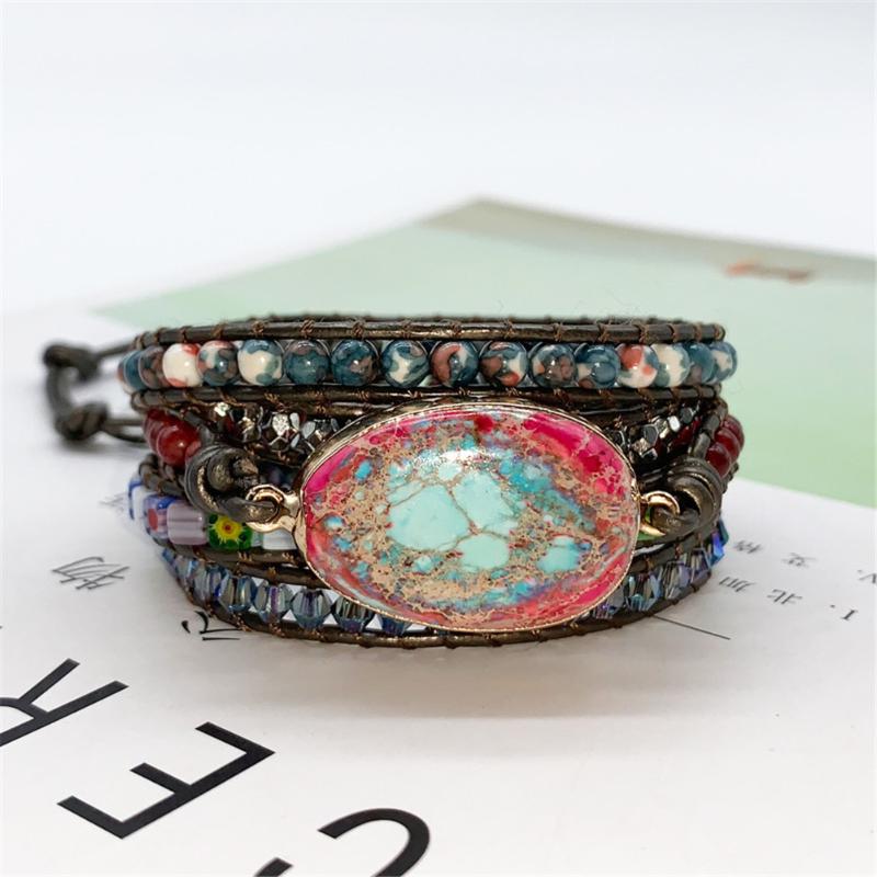 

Hot Sale 1Pcs Natural Stone Braid Bracelet Braid Multi-layer Surround Leather Bracelet Drop Shipping