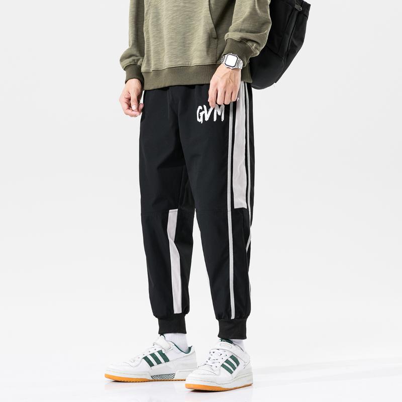 

Pants Men Track Pants Side Stripe Loose Casual Streetwear Ankle Length Hip Hop Mens Trousers Black Plus Size 4xl 5xl
