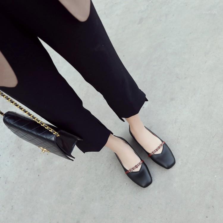 

Oversized ladies high heels women shoes woman pumps Square-headed heavy-heeled single-button shoes1, Beige