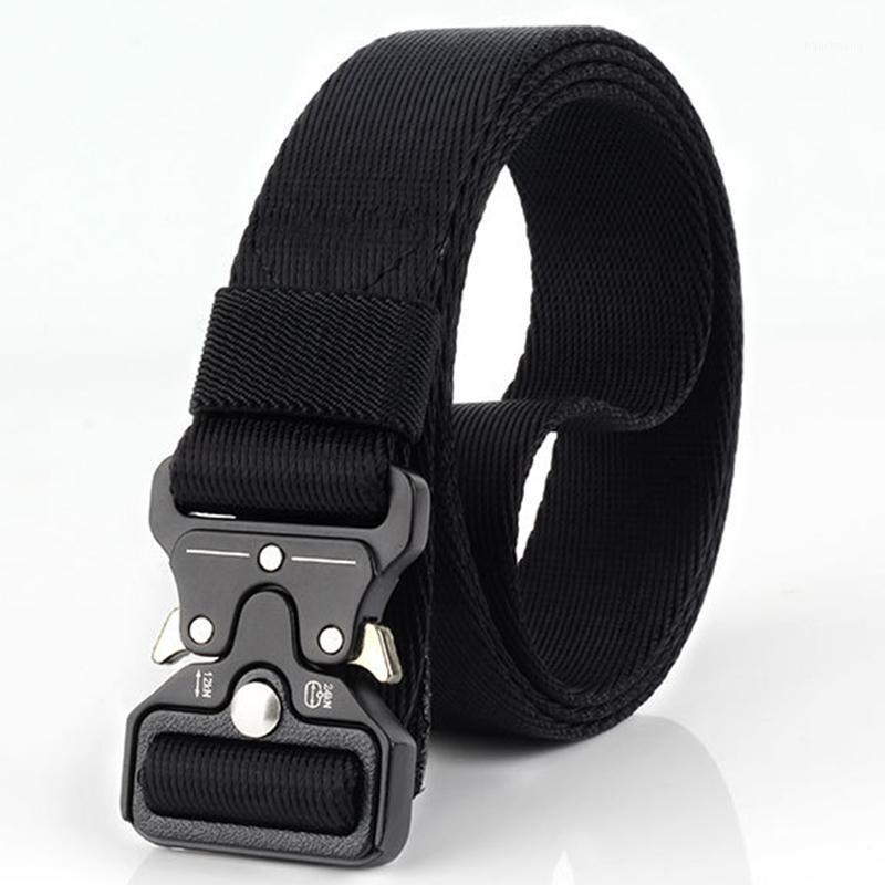 

3.2cm unisex tactical belt solid metal quick release buckle army training belt 125cm adjustable length women's1, Blue