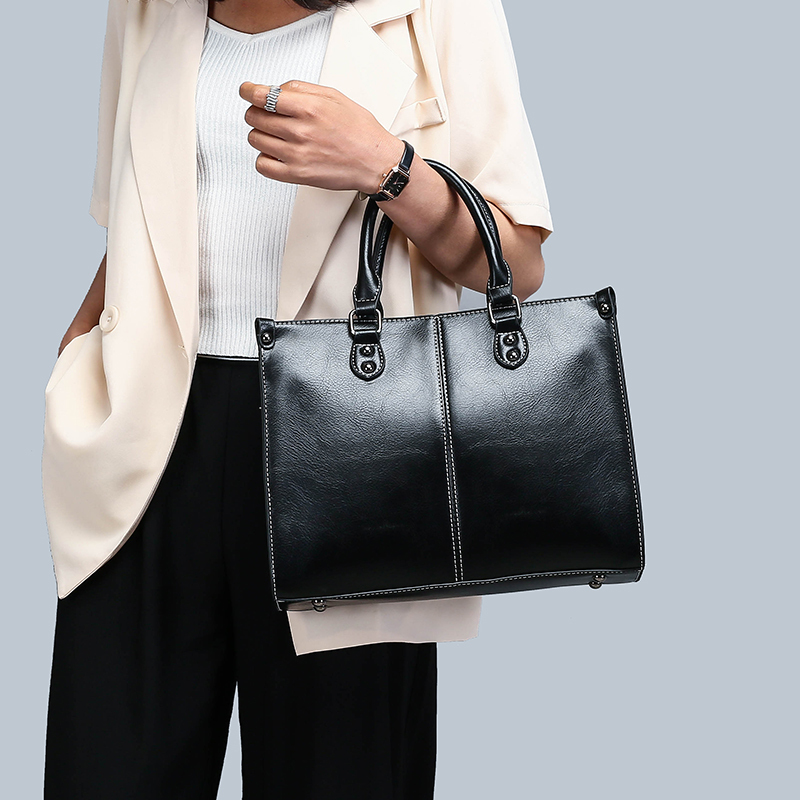 

Vintage Oil Wax leather luxury handbags women bags designer ladies hand bags for women 2020 bag sac a main Femme Bolsa Feminina, Dark brown