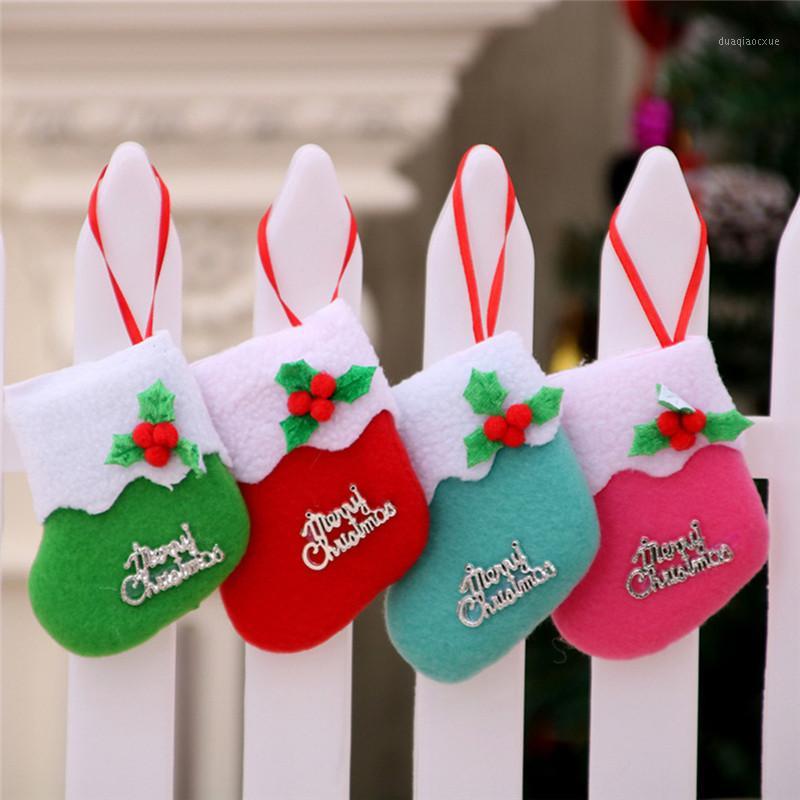 

New Year 2020 Christmas Stockings Small Boot Pendant Sock christmas bags gift for home Decorations kerstsokken #4G271