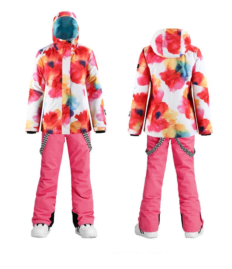 

Ski Suit Women Winter Windproof waterproof Warm Thickened Snowboard Suit Jacket And Pants Snow Sports Alpine Ski Set, A1