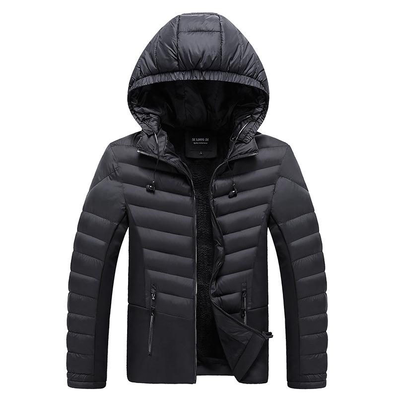 

2020 Men Winter Jacket Casual Down Warm Hooded Coats Mens Fashion Outwear Windbreaker Thicken Parkas Overcoats, Gray