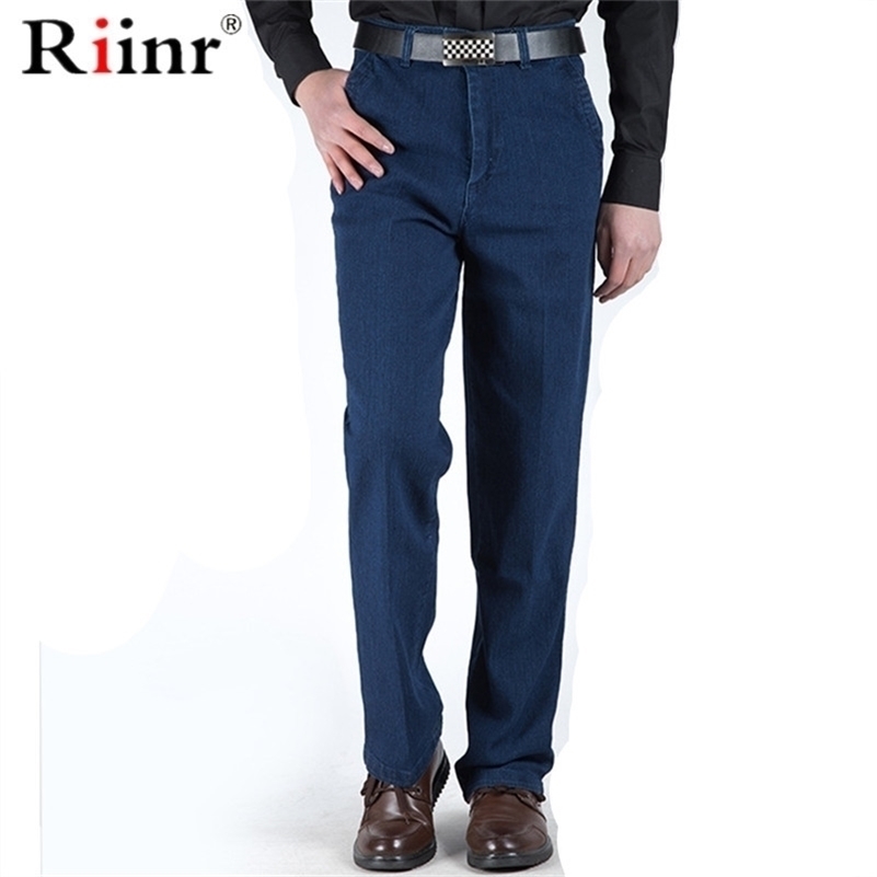 

Riinr New Classic Men's Jeans Casual Jeans Male Business Style Trousers Fashion Man Straight Pants Size Puls 201111, Thick dark blue