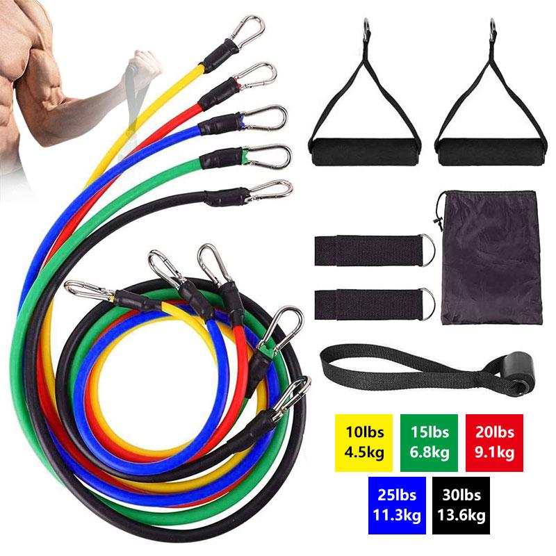 

Resistance Bands 11Pcs/Set Gym Equipment Latex Pulll-Rope Exercise Workouts Home Training Physical Therapy Bands Elastic Fitness