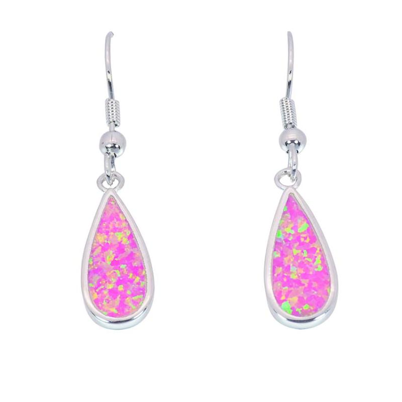 

Mysterious Water Drop Pink Fire Opal Stud Earrings For Women Silver Filled Best Valentine's Day Gifts EJL1528006