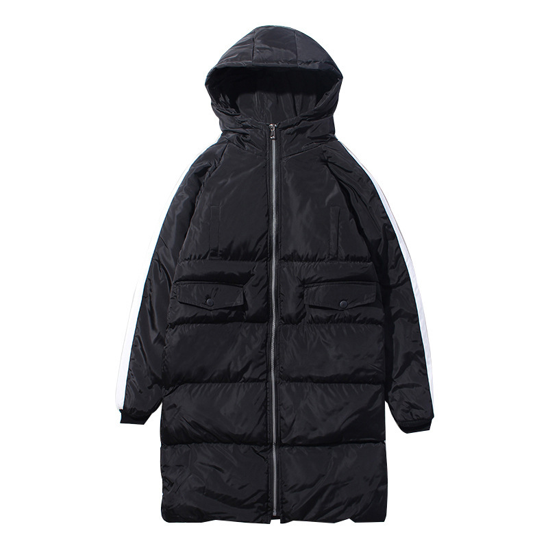 

2020 Winter Casual Male Coat Trench Leather with Streetwear Thin Long Parkas Men's Clothes Solid Jackets, Black