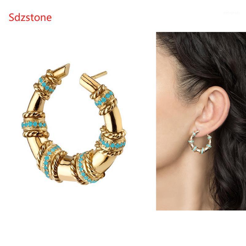 

yellow gold color with blue cz Stud Earrings Crescent Moon High Polish Tarnish Resistant Earrings1