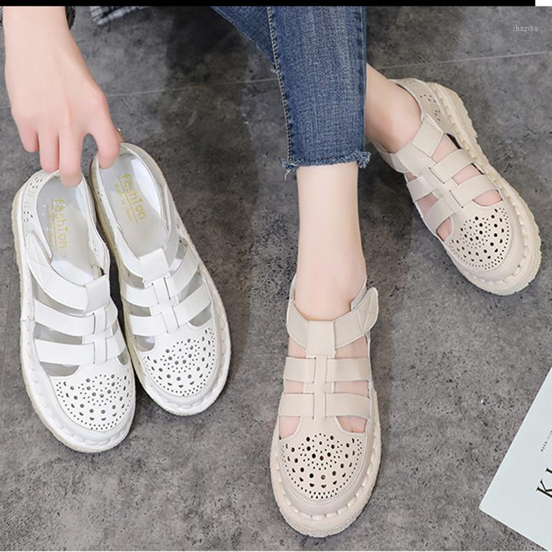 

Polygon fretwork flower muffins sandales femme sew round toe espadrilles flats creepers cut-out hook&loop sneakers women sandals1, White