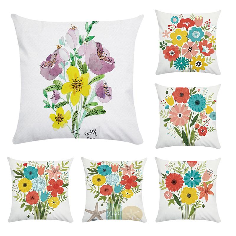 

Flower Vase Pillow Cushion Cover Plant Home Decor cojines Decorativos para Sofa Vintage Modern Polyester Cusion Cover Gifts CR27, Cr02704