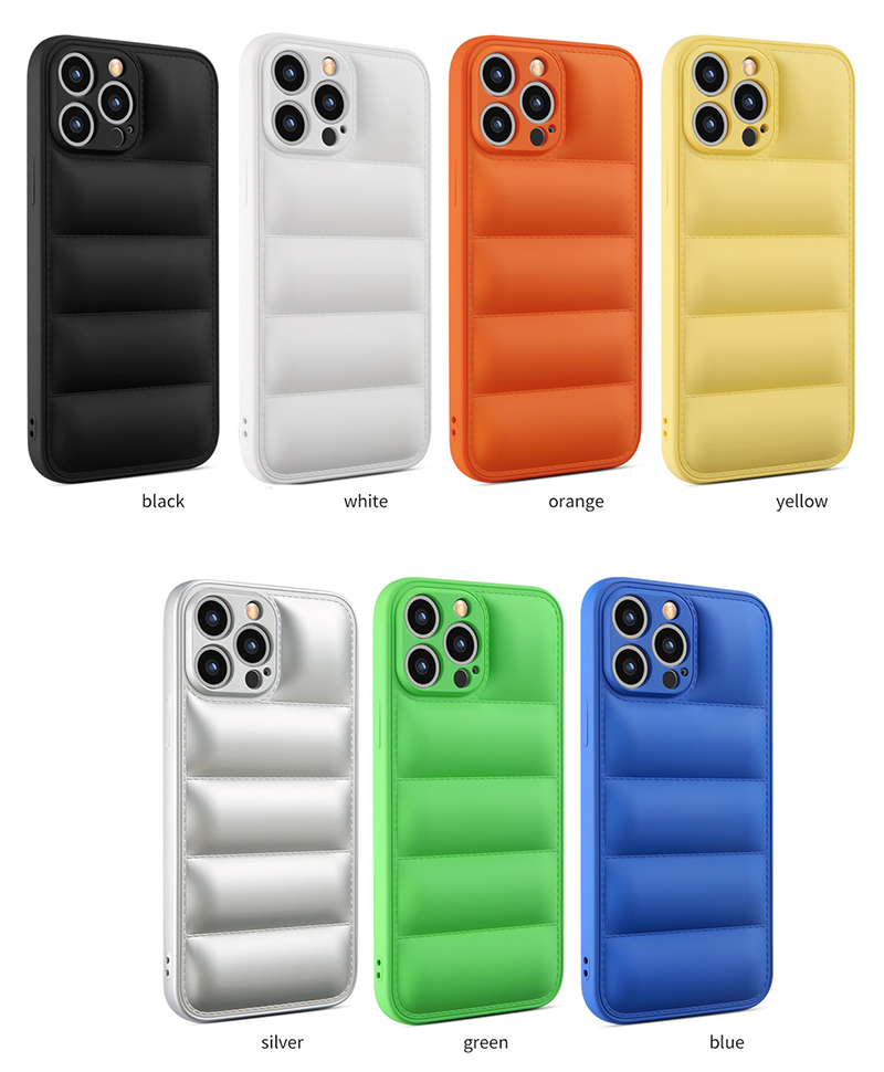 

Fashion Brand Down Jacket Phone Cases Puffer Case Soft Silicone Cover For iPhone 13 12 11 Pro Max X XS XR 7 8 Plus SE The 7 Colors, As photo show