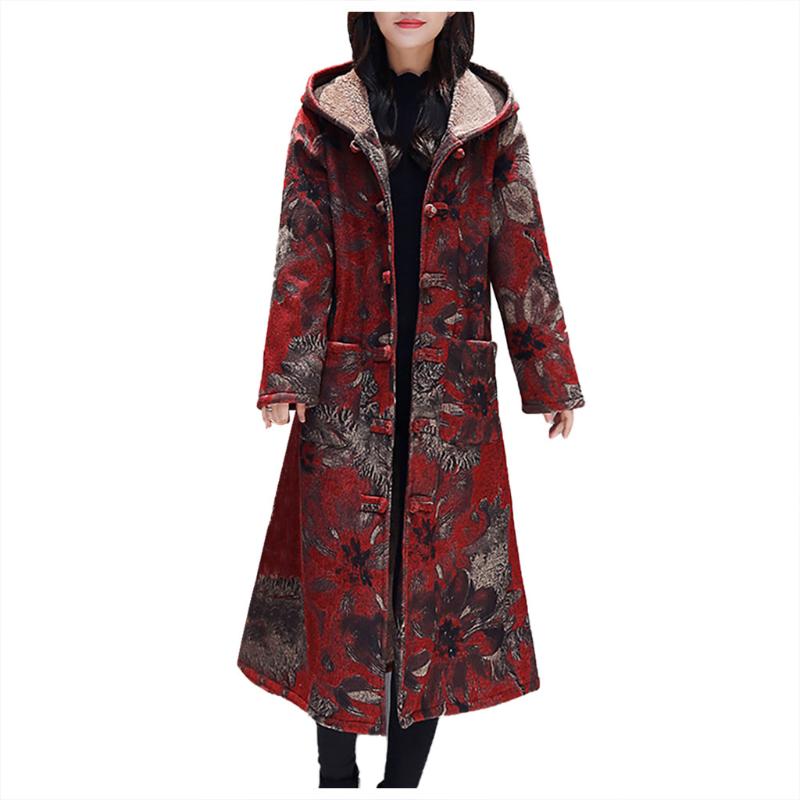 

Women Jacket Womens Winter Jacket Women Long Sleeve Vintage Fleece Thicken Coats Button Long Coat Outcoat Outwear #40%, Black