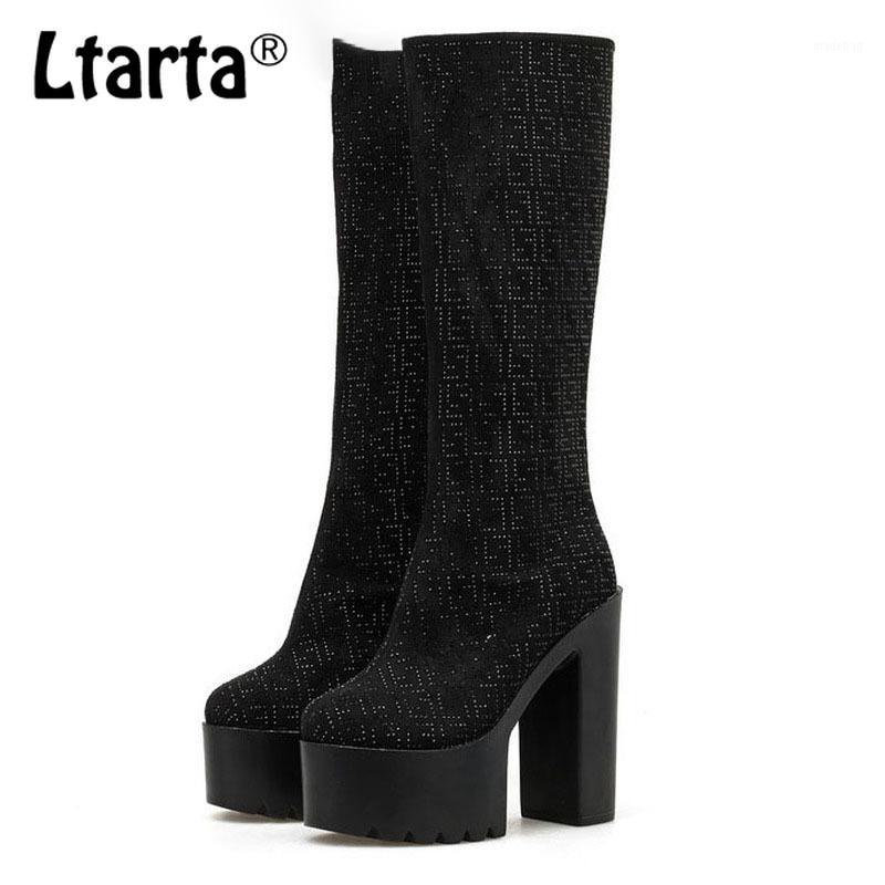 

LTARTA 2020 New All-Water Diamond Stage Nightclub Performance Rough Heeled High Heeled Boots High Boots -2323-101, Black