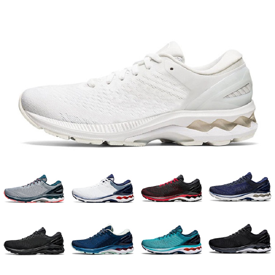 New gel-kayano 27 men women running shoes trainers triple black white classic red techno cyan sheet rock mens outdoor sports sneakers 36-45