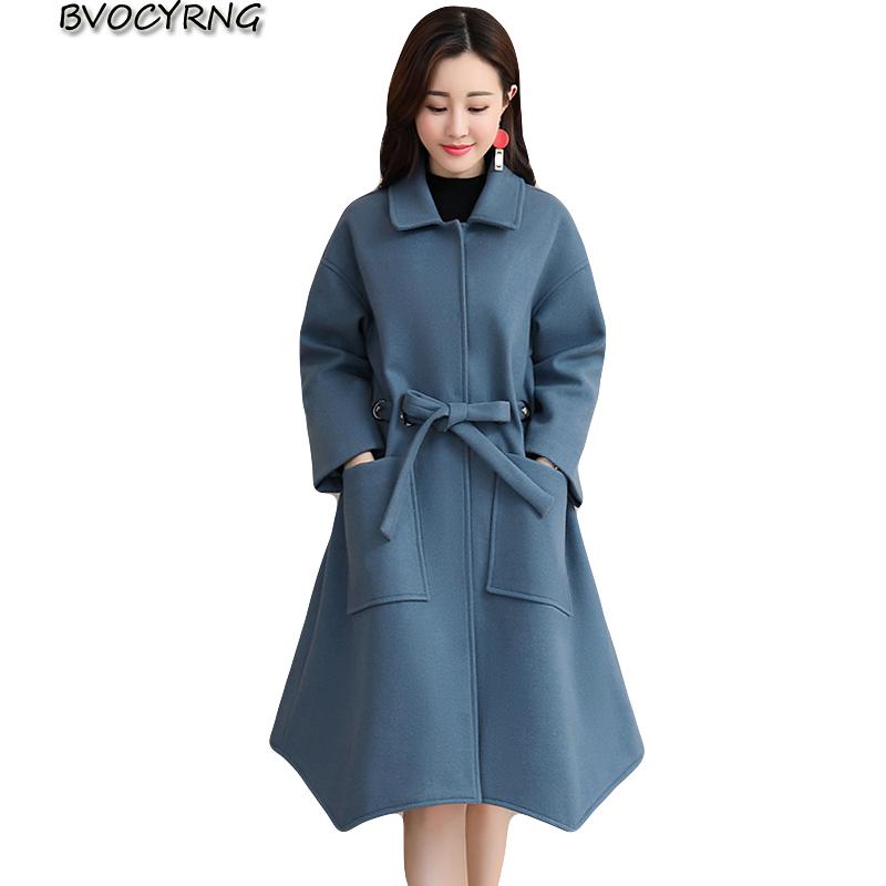 

2020 Autumn and Winter New Women Woolen Coat Female Loose Cloak Nizi Jacket High Quality Fashion Big Size Women' Parka K0693, Blue