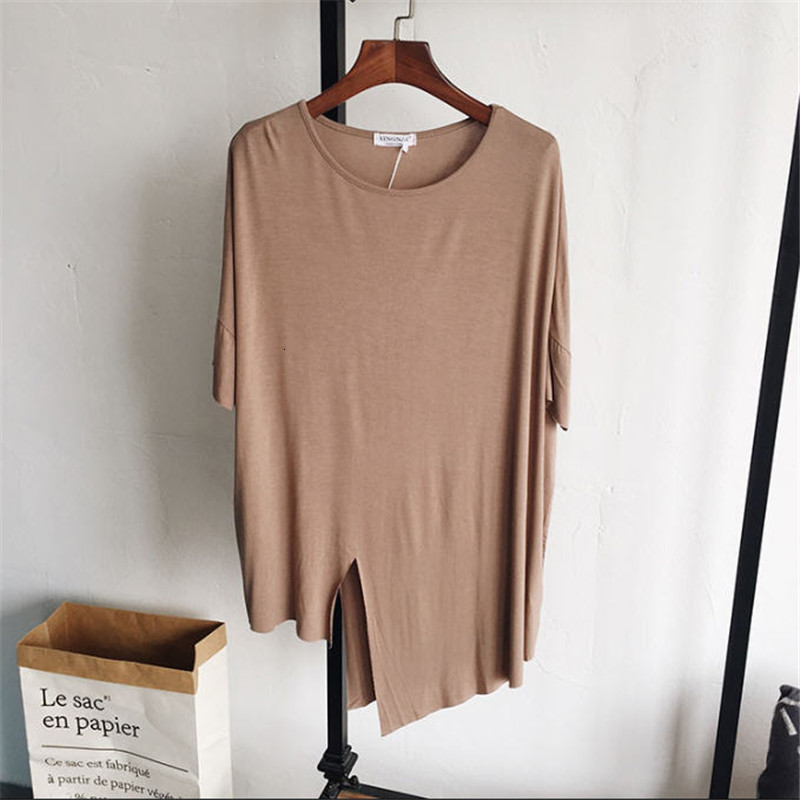 

2021 New Erratic Fashion t Shirt Short Sleeve Lets Out Women's Summer Shirts Split in T-shirts Ds50680 Tops N083, Dark gray.