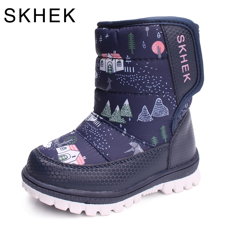 

SKHEK Brand Winter Boots Girls High Quality Children Botas For Kids Shoes Warm Baby Shoe Boy Kids Boots Footwear 201201, Black