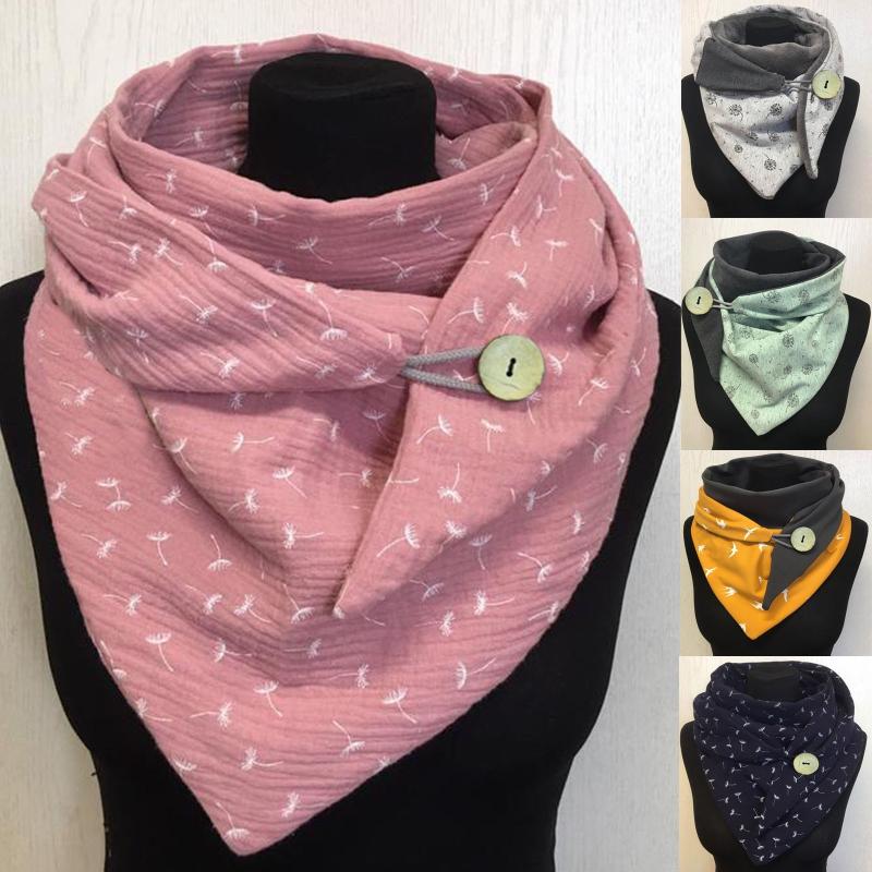 

Fashion Women Casual Printing Scarf Winter Warm Lady Retro Multi-Purpose Shawl Button Scarf Scarves foulard echarpe femme#35