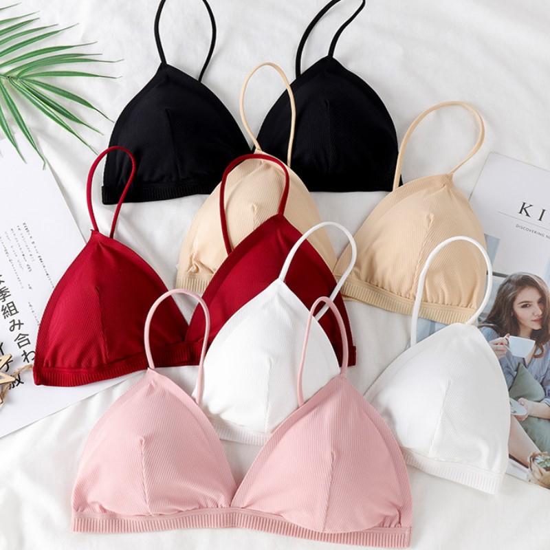 

Women Seamless Deep V Lace Bra No Steel Ring Beauty Back Bra Top Soft Solid Color Stretch Triangle Cup Padded Flexible Underwear, Champagne