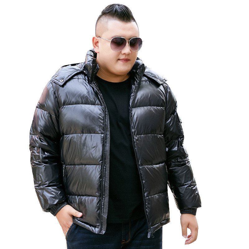

Black Sequins Male Big -9xl 10xl Men's Short-sleeve Coat with a Hood Winter Jacket 4kqc