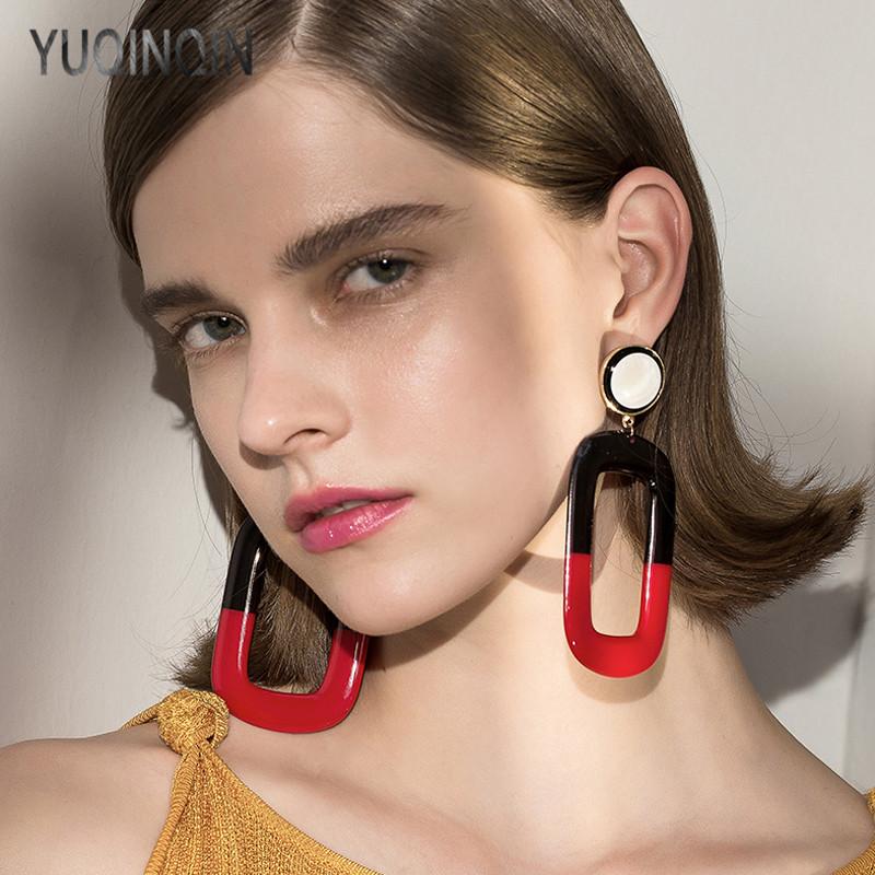

Dangle & Chandelier YUQINQIN Classic Drop Earrings For Women Resin Statement Big Geometric Dangling Earings Fashion Elegant Party Earring