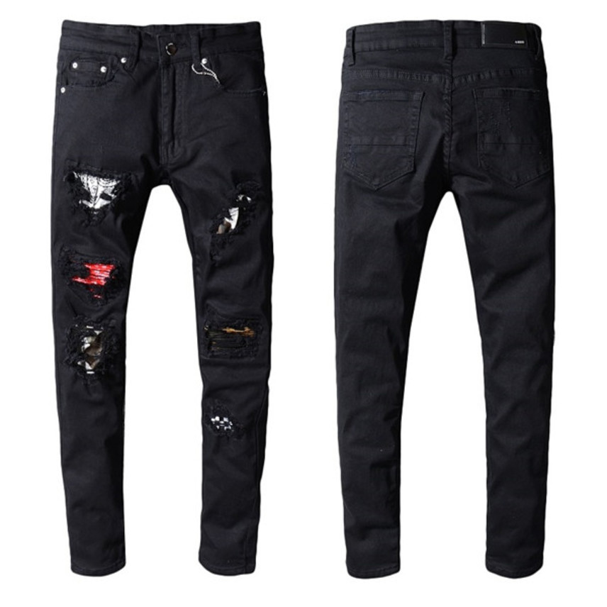 

2021 Amir Mens jean Distrsed Ripped Bikers Luxury Digner Jeans Slim Fit Motorcycle Biker Denim For Men S Black pour homm, Blue