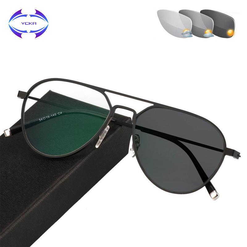 

VCKA Titanium alloy Photochromic Reading Glasses Men Presbyopia Eyewear Women Progressive multifocus Far and near with diopters1