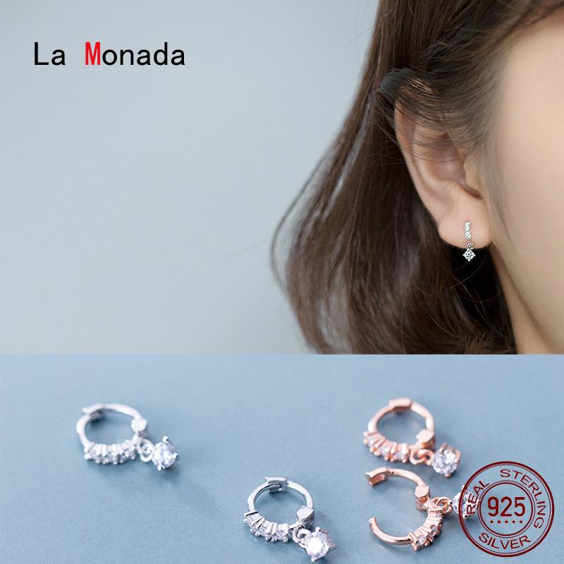 

La Monada Hoop Earrings For Women Silver 925 Fine Women Earrings Jewelry Trendy Inlay Hoop 925 Sterling Silver