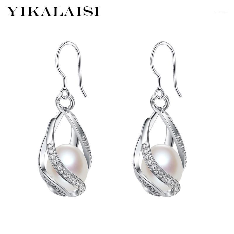 

YIKALAISI 925 Sterling Silver Natural Freshwater Pearl Cage Earrings Fashion Jewelry For Women 8-9mm Pearl Earrings 4 Colour1
