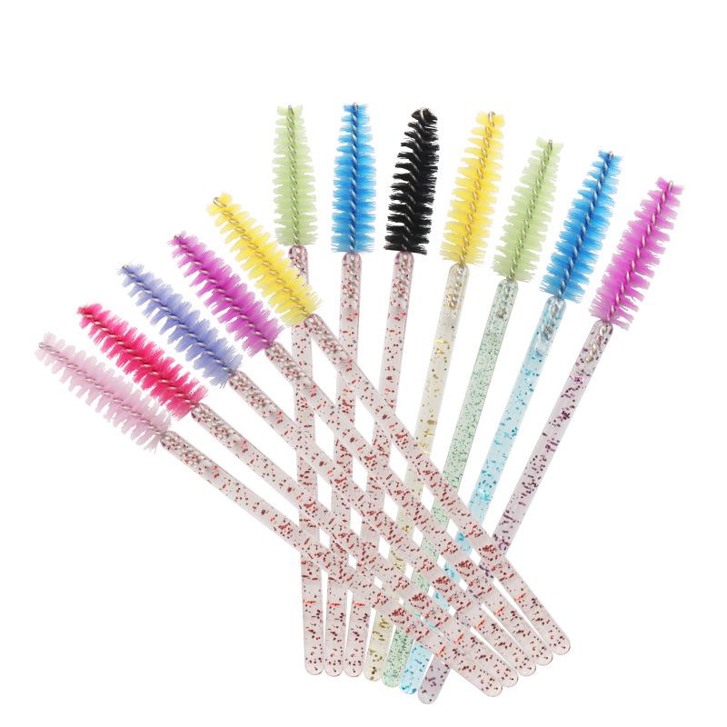 

Good Quality Disposable 50Pcs/lot Crystal Eyelash Makeup Brush Diamond Handle Mascara Wands Eyelash Extension Tool 0191