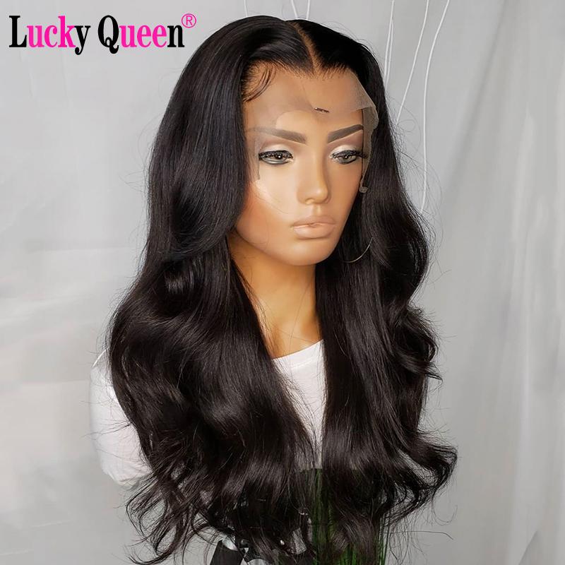 

Lucky Queen Brazilian Body Wave Remy Human Hair Wigs 8"-32" Black Color Transparent Lace Front Wigs Pre-Plucked For Black Women, 1b