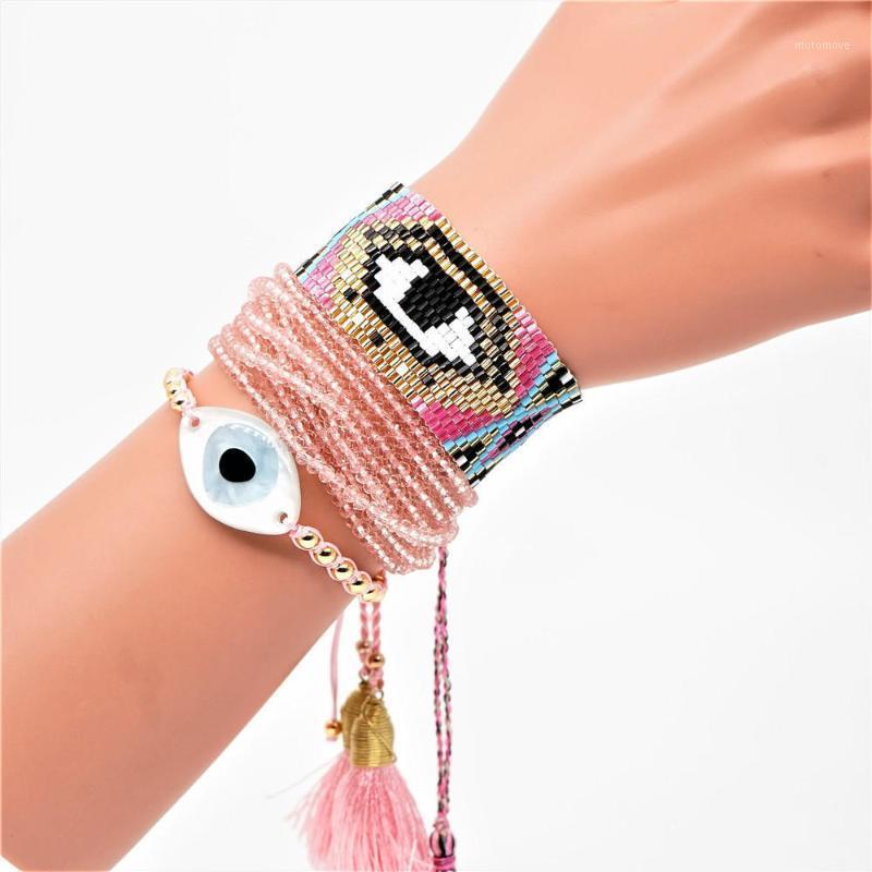 

Boho Evil Eye Bracelet MIYUKI Bracelet Pulseras Mujer 2020 Women Jewelry Crystal Tassel Bracelets Gold Stainless Steel Insta1