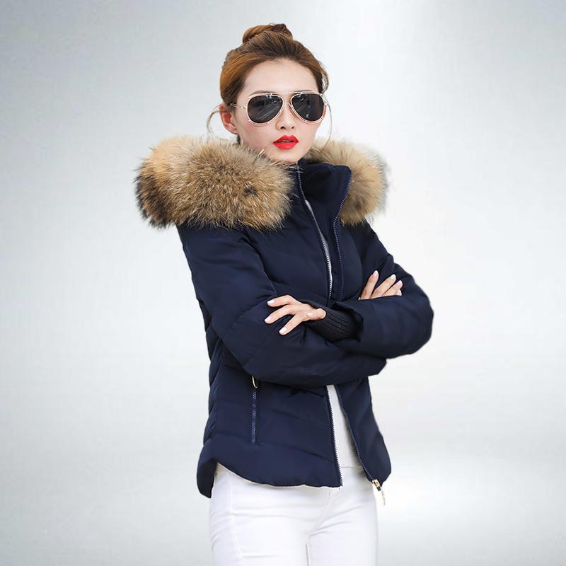 

Hooded Fur Collar Coat Women Winter Slim Warm Parkas 2021 New Fashion Short Down Jacket Cotton-padded Lining Outerwear Female, Black