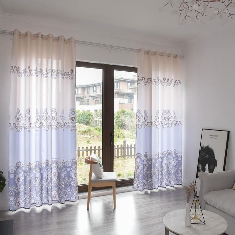 

1PC European Style Elegant Floral Printing Sheer Curtain Delicate Tulle Window Treatment Voile Drape Valance Fiber 270x100cm1, Purple