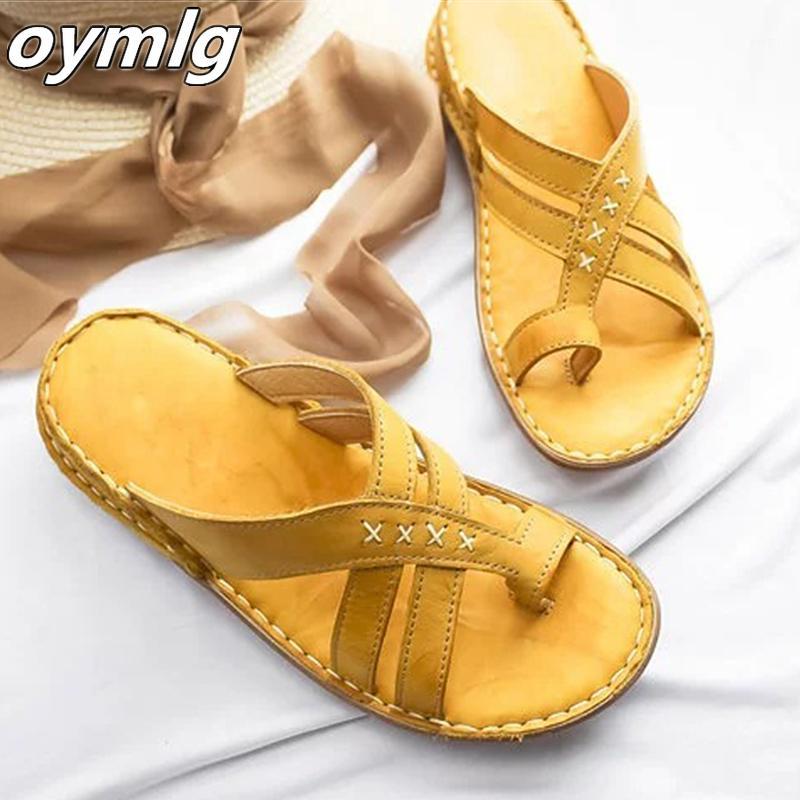 

Women Slippers 2020 Summer Sandals for Women Beach Shoes Low Heels Wedges Shoes Flip Flops Gladiator Flat Sandalias Mujer1, Brown