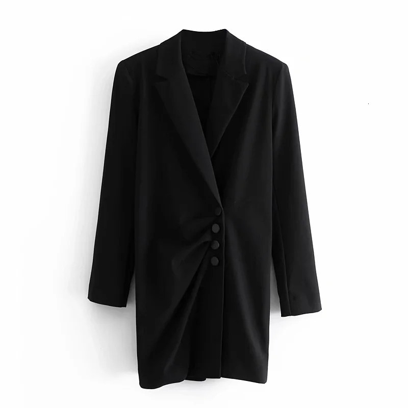 

New Black Blazer Women 2021 Winter Wrap Long Sleeve Mini Dress Woman Vintage Button Office Ladies Elegant Dresses G8rb