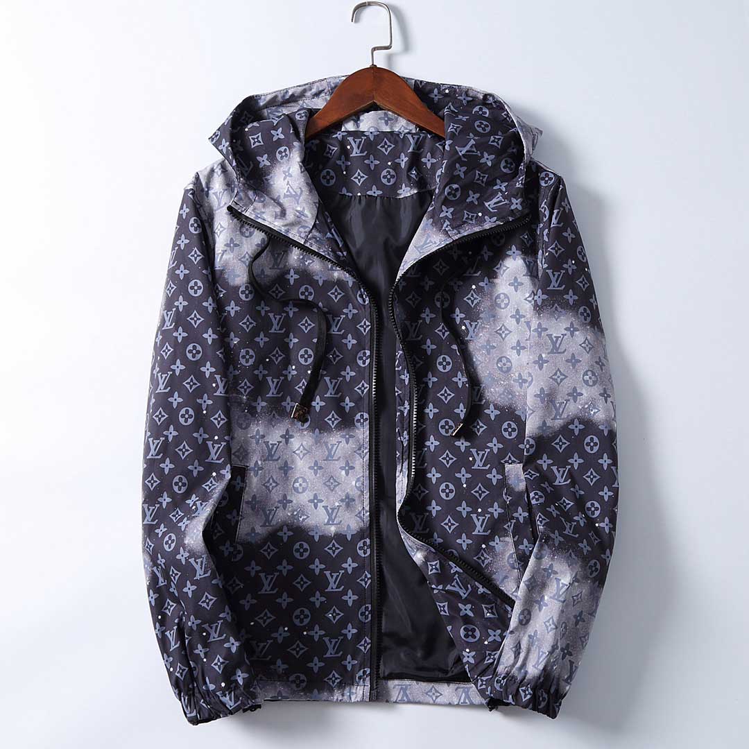 

Popular men's designer hooded jacket windbreaker sportswear new spring and autumn casual jacket clothing zipper collar plaid printing Slim f, Black;brown