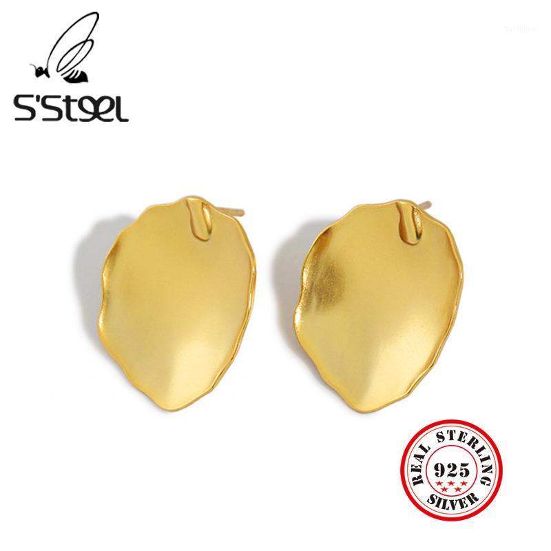 

S'STEEL Leaves Shape Earring Sterling 925 Silver Stud Earrings Simple Korean Personalized Earings Pendientes Plata Ley Jewellery1