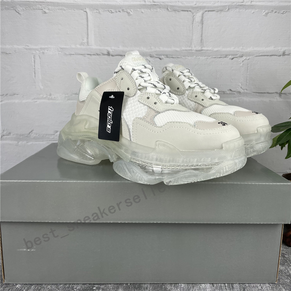 

Paris Triple S Clear Sole Fashion Casual Shoes Dad Shoe Platform Comfort scarpes Sneakers for Men Women Vintage Kanye Old Grandpa Trainer White Black Fushia, White pink