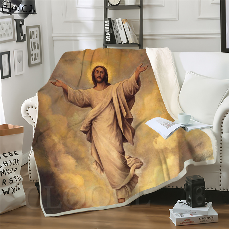 

CLOOCL New Catholic Jesus Son of God 3D Print Harajuku Air Conditioning Blanket Sofa Teens Bedding Throw Blankets Plush Quilt