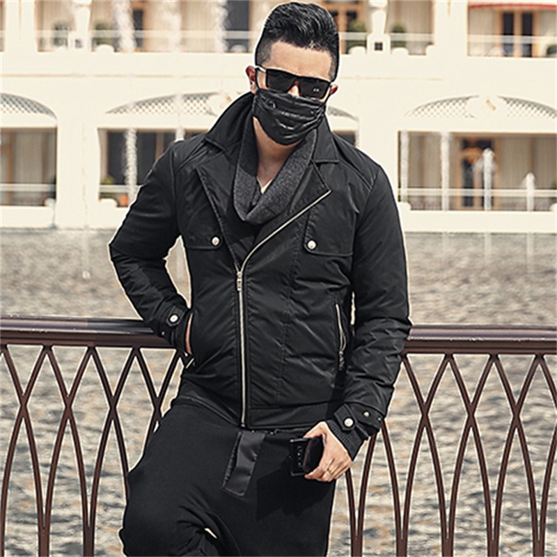 

2021 The New Diagonal Black Zipper Male Locomotive Design Jacket Down Wf9975 646w
