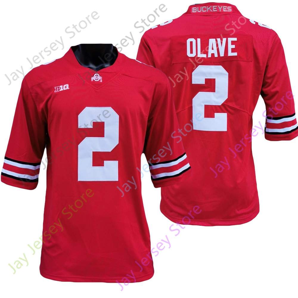 

2020 New NCAA Ohio State Buckeyes Jerseys 2 Chris Olave College Football Jersey Red Size Youth Adult All Stitched, As pic