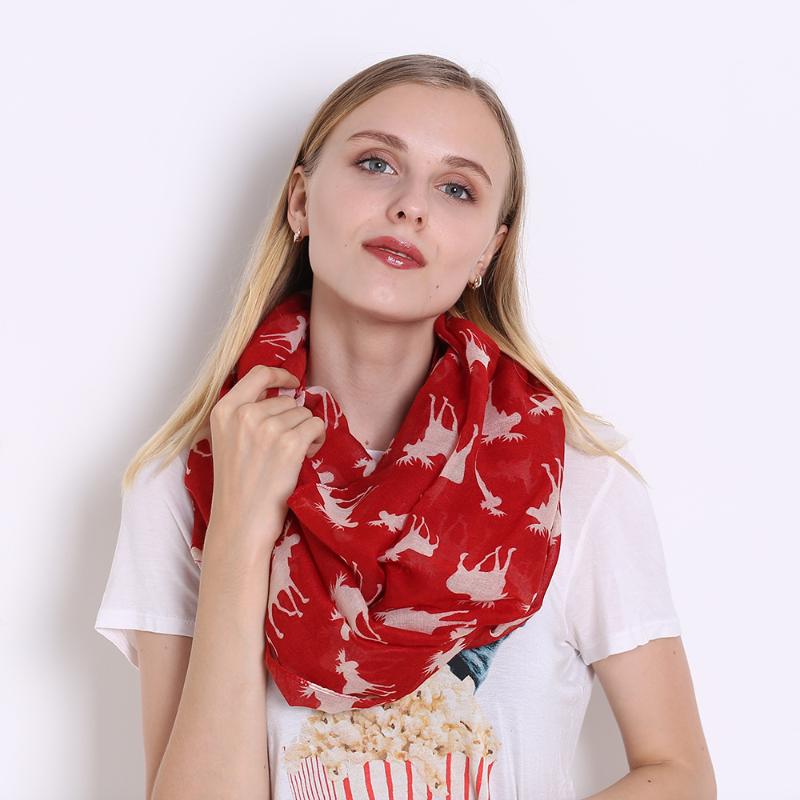 

2020 New Women Winter Ring Scarf Christmas Voile Printed Circle Scarves Ladies Neck Warmer Snood Scarves Infinity Foulard