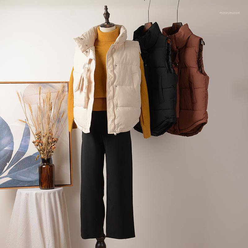 

New Women Solid Cotton Vest Stand Collar Zipper Waistcoat Female Sleeveless Regular Coats Casual Outerwear Autumn Winter Warm1, Black